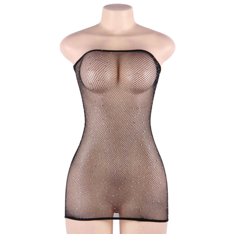 QUEEN LINGERIE - DIAMOND NET BODYSUIT S/L