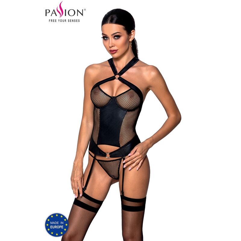 PASSION - AMANDA CORSETTO IN PELLE ECOLOGICA L/XL - PASSION WOMAN | Lingerie Harness Boutique