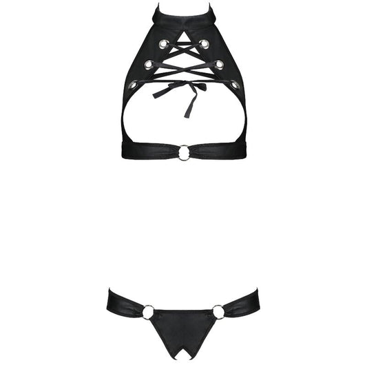 PASSION - SET IN PELLE ECOLOGICA MALWIA L/XL - PASSION WOMAN SETS | Lingerie Harness Boutique