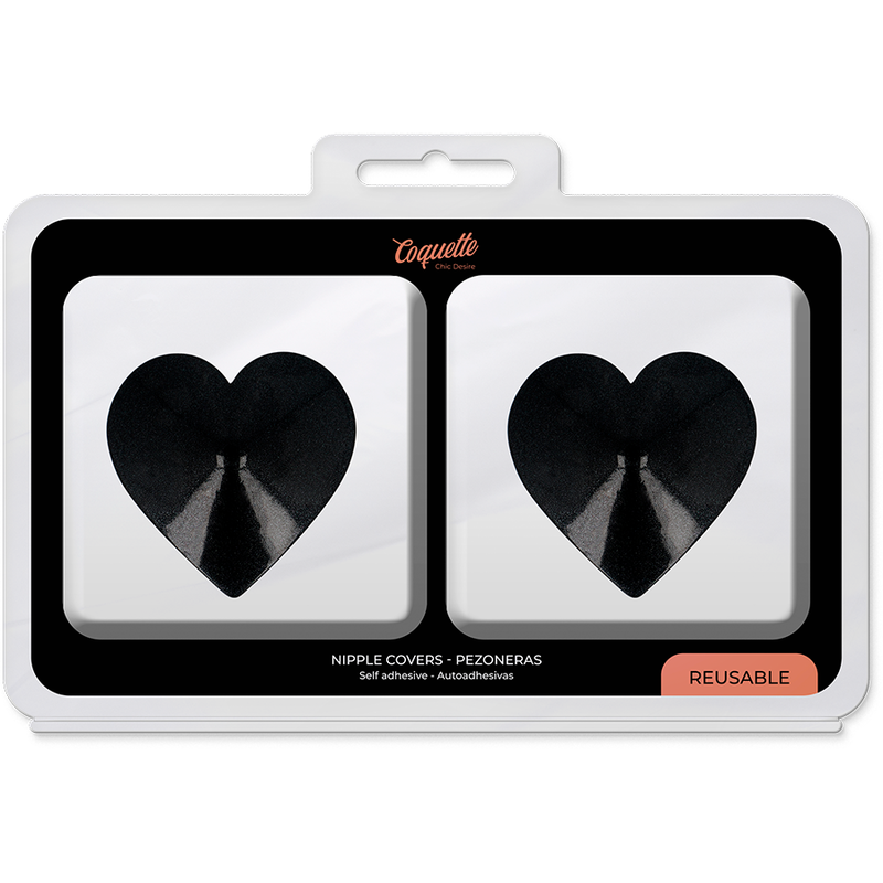 COQUETTE CHIC DESIRE - COPRI CAPEZZOLI BLACK HEARTS - COQUETTE ACCESSORIES | Lingerie Harness Boutique
