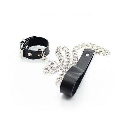 OHMAMA FETISH - COLLANA PER PENE E CINTURINO IN PELLE CON CATENA IN METALLO - OHMAMA FETISH | Lingerie Harness Boutique