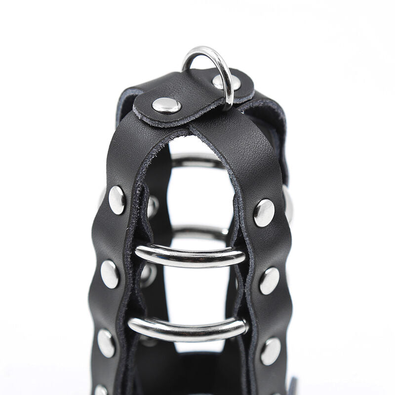 OHMAMA FETISH - LEATHER SHEATH WITH METAL RINGS AND PADLOCK