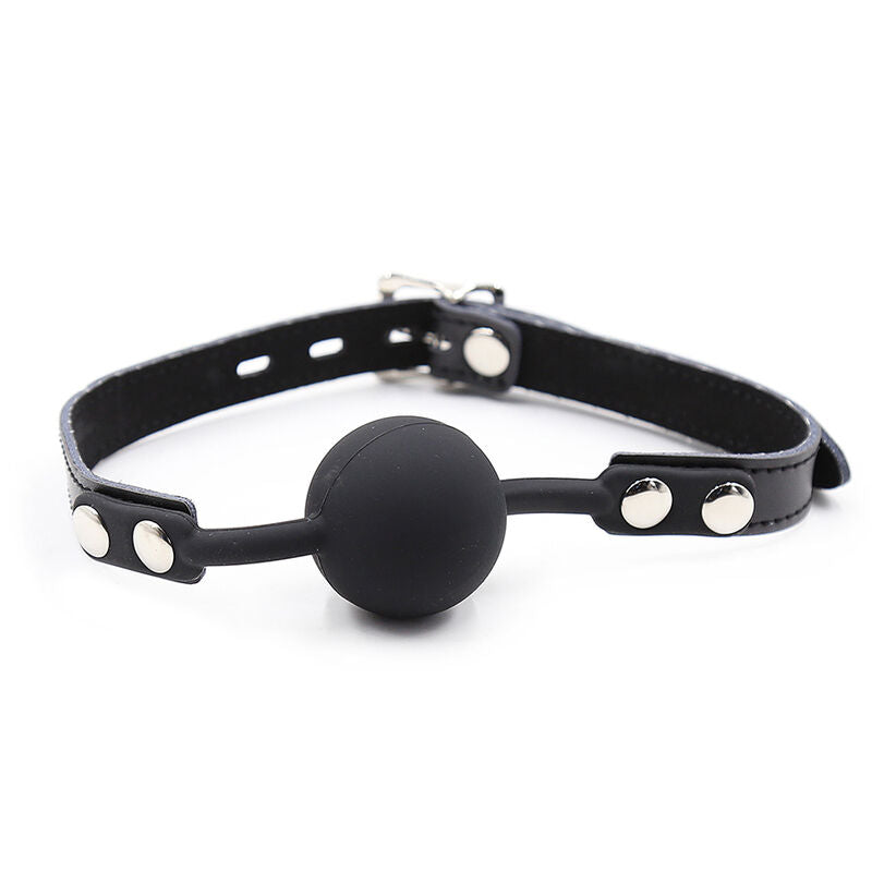 OHMAMA FETISH - BALL GAG IN SILICONE CON CINTURA IN PELLE (LUCCHETTO INCLUSO)