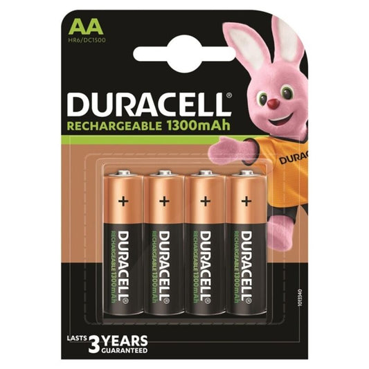 DURACELL - RECHARGEABLE BATTERY HR6 AA 1300mAh 4 UNITS