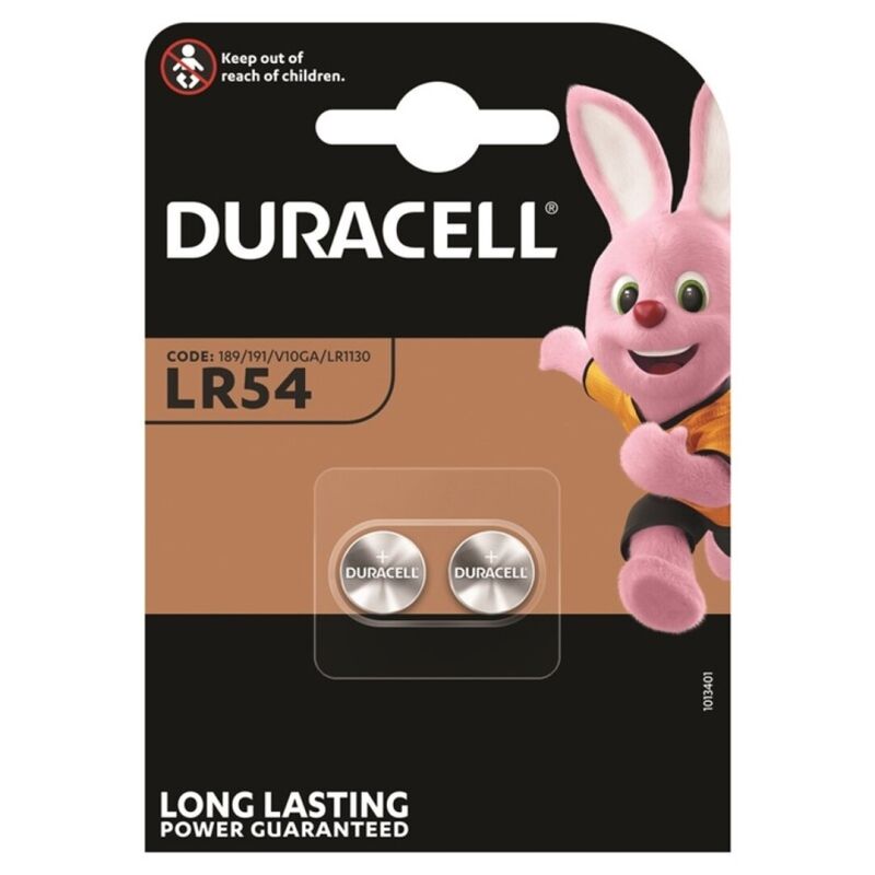 DURACELL - ALKALINE BUTTON BATTERY LR54 LR1130 AG10 1.5V 2 UNITS