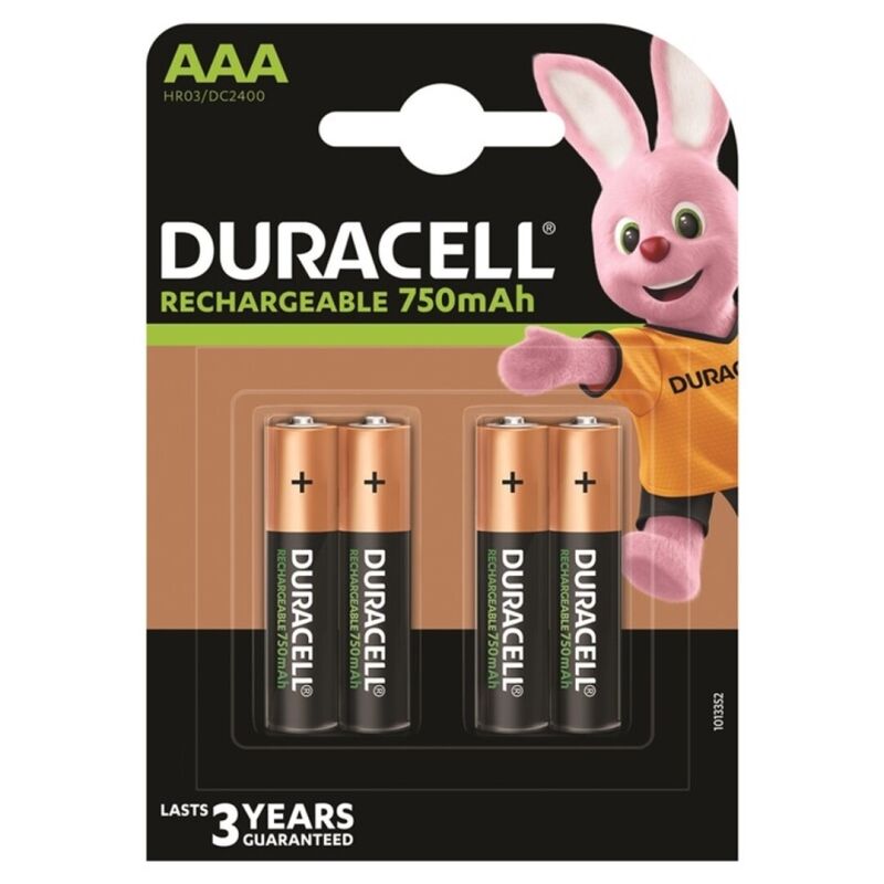 DURACELL - RECHARGEABLE BATTERY HR03 AAA 750mAh 4 UNITS