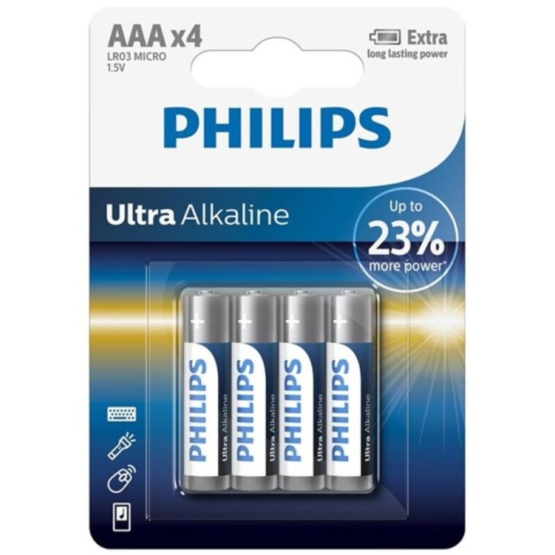 PHILIPS - ULTRA ALKALINE BATTERY AAA LR03 4 UNITS