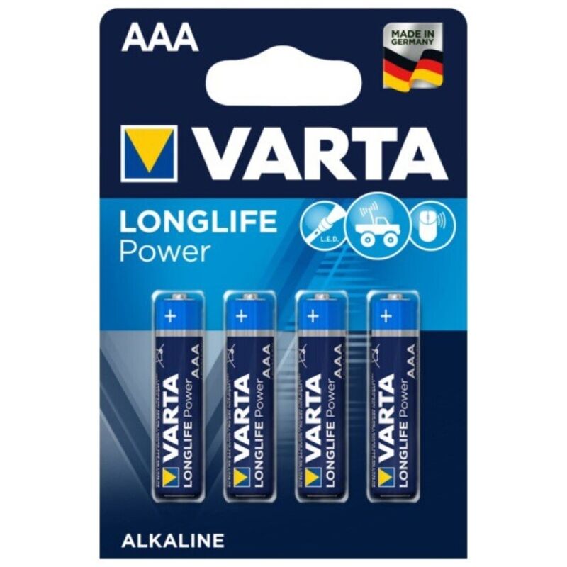 VARTA - LONGLIFE POWER BATTERIA ALCALINA AAA LR03 4 UNITÀ - VARTA | Lingerie Harness Boutique