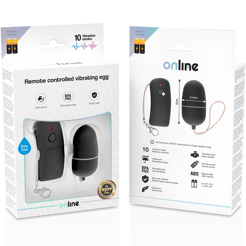 ONLINE - UOVO VIBRANTE CON TELECOMANDO NERO - ONLINE | Lingerie Harness Boutique