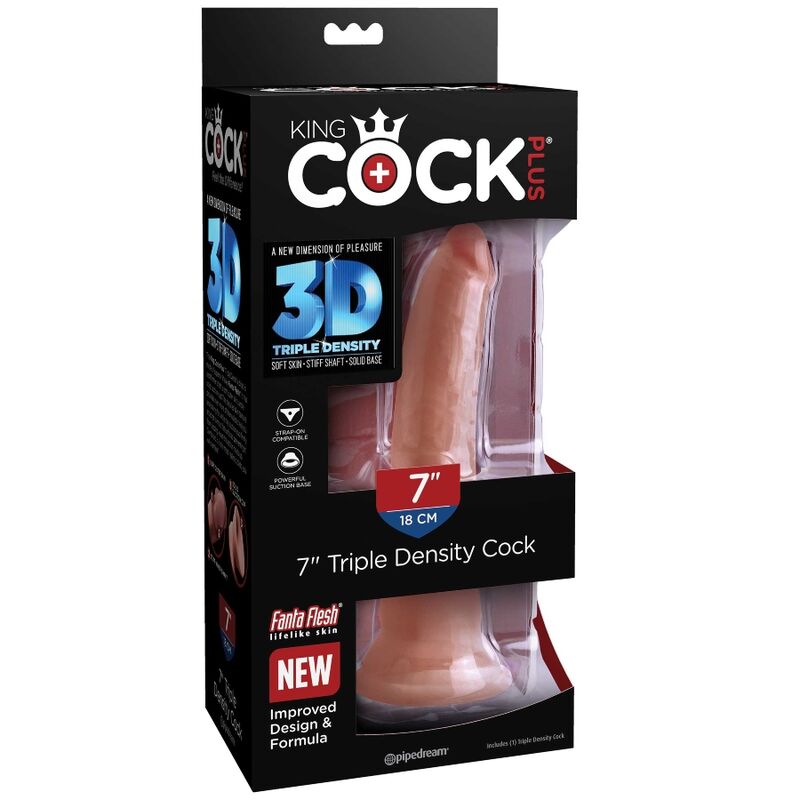 KING COCK - PLUS 3D TRIPLE DENSIT DILDO 18 CM