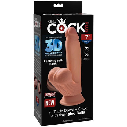 KING COCK - PLUS 3D DILDO OSCILLATING BALLS 15.2 CM