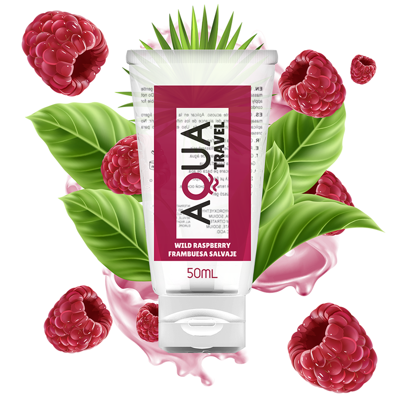 AQUA TRAVEL - WATER-BASED LUBRICANT WITH WILD RASPBERRY FLAVOUR - 50 ML