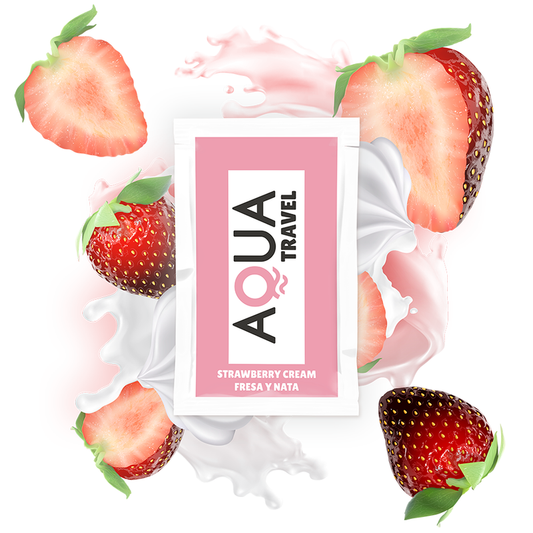 AQUA TRAVEL - LUBRIFICANTE A BASE ACQUA GUSTO CREMA DI FRAGOLA 6 ML - AQUA TRAVEL | Lingerie Harness Boutique