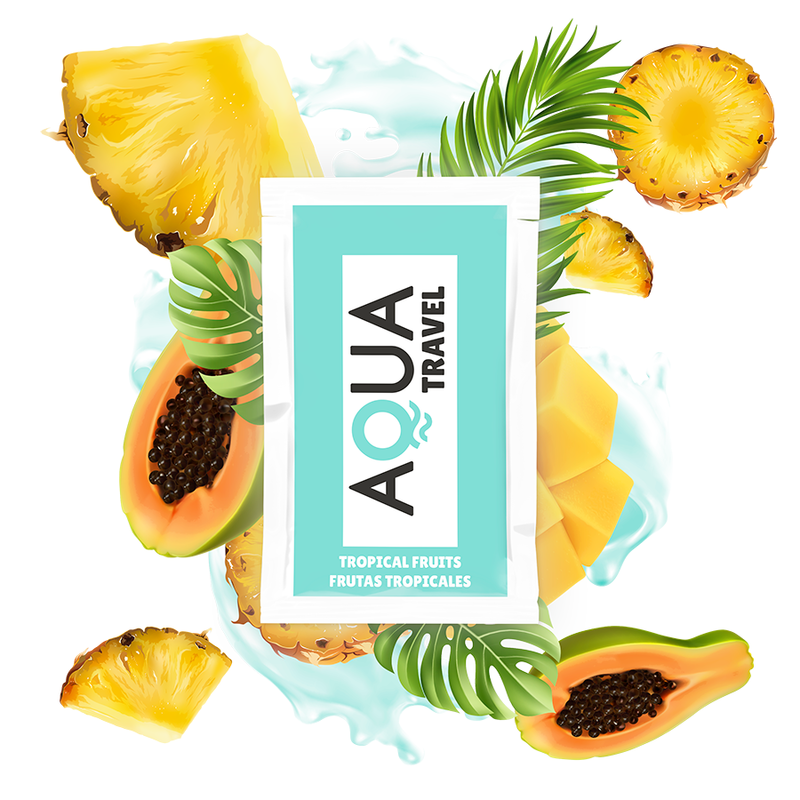 AQUA TRAVEL - LUBRIFICANTE A BASE ACQUA GUSTO FRUTTA TROPICALE 6 ML - AQUA TRAVEL | Lingerie Harness Boutique
