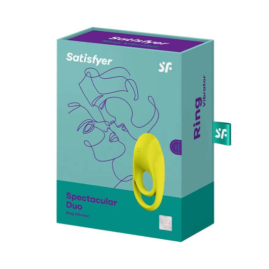 SATISFYER - VIBRATORE AD ANELLO DUO SPETTACOLARE GIALLO - SATISFYER RING | Lingerie Harness Boutique