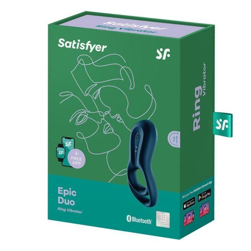 SATISFYER - APP VIBRATORE AD ANELLO EPIC DUO BLU - SATISFYER CONNECT | Lingerie Harness Boutique