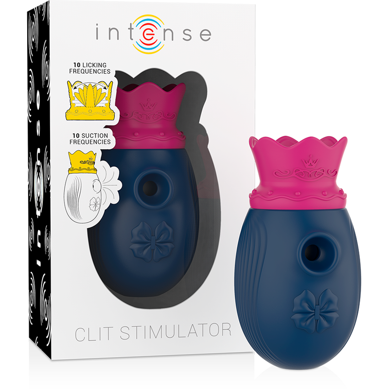 INTENSE - STIMOLATORE DEL CLIT 10 FREQUENZE DI LECCATA E ASPIRAZIONE - BLU - INTENSE FUN | Lingerie Harness Boutique