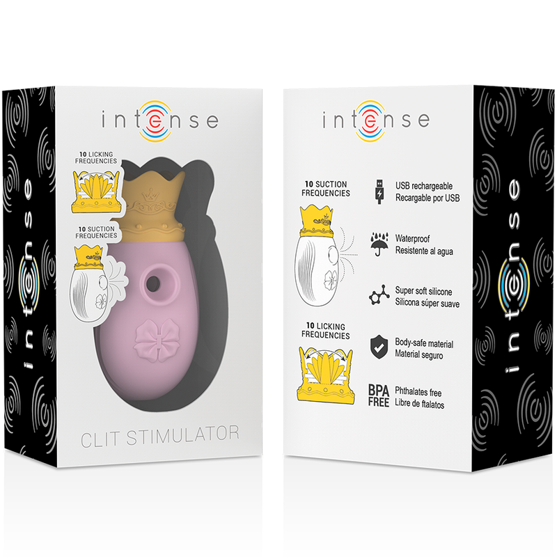 INTENSE - STIMOLATORE DEL CLIT 10 FREQUENZE DI LECCATA E ASPIRAZIONE - ROSA - INTENSE FUN | Lingerie Harness Boutique