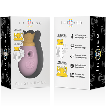 INTENSE - STIMOLATORE DEL CLIT 10 FREQUENZE DI LECCATA E ASPIRAZIONE - ROSA - INTENSE FUN | Lingerie Harness Boutique