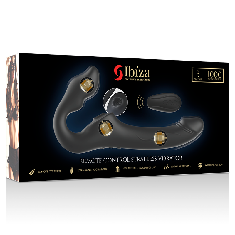 IBIZA - VIBRATORE SENZA CINGHIE TELECOMANDO 3 MOTORI 1000 COMBINAZIONI. - IBIZA TECHNOLOGY | Lingerie Harness Boutique