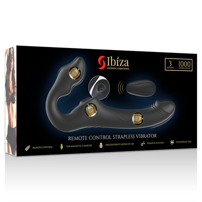 IBIZA - VIBRATORE SENZA CINGHIE TELECOMANDO 3 MOTORI 1000 COMBINAZIONI. - IBIZA TECHNOLOGY | Lingerie Harness Boutique