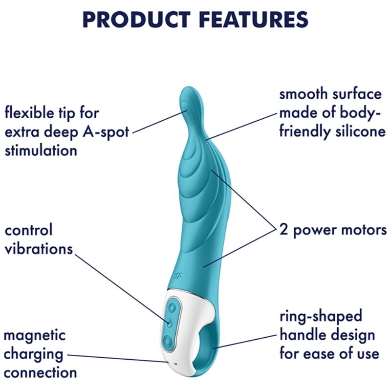 SATISFYER - VIBRATORE AMAZING 2 ASPOT TURCHESE - SATISFYER VIBRATOR | Lingerie Harness Boutique