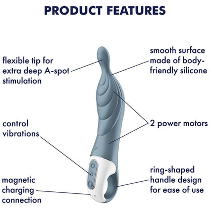 SATISFYER - VIBRATORE AMAZING 2 ASPOT GRIGIO - SATISFYER VIBRATOR | Lingerie Harness Boutique