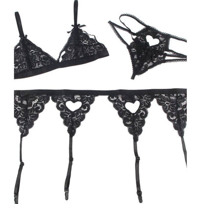 SUBBLIME - SET TRE PEZZI BRA+ REGGICALZE + PERIZOMA L/XL - SUBBLIME SETS | Lingerie Harness Boutique