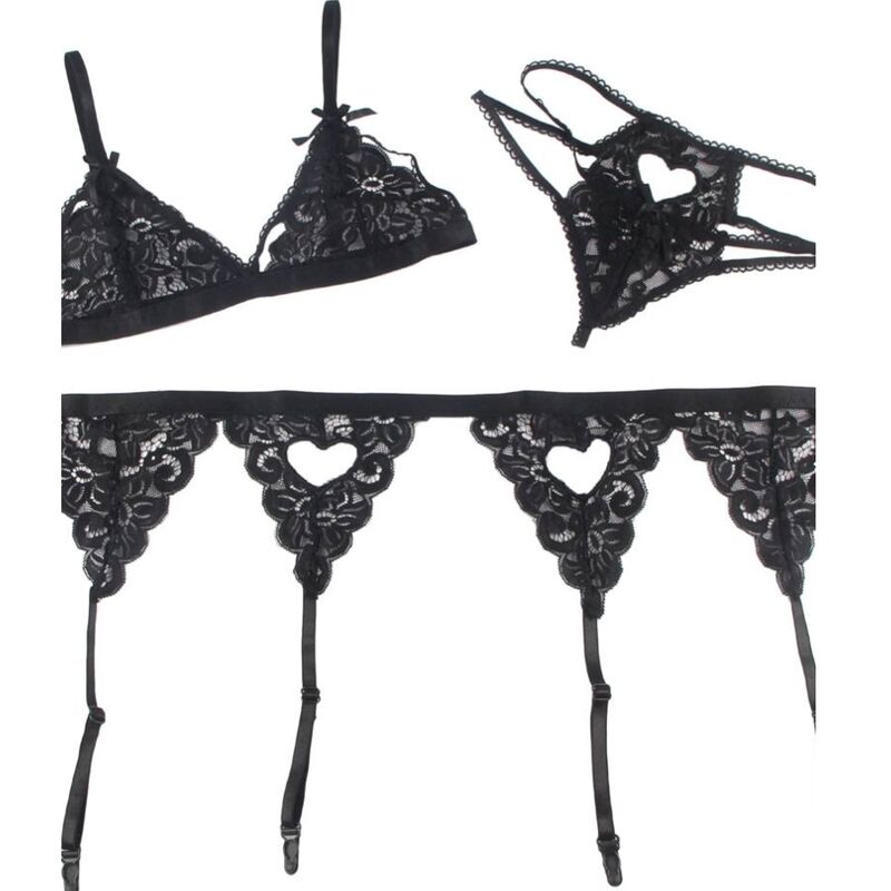 SUBBLIME - SET TRE PEZZI BRA+ REGGICALZE + PERIZOMA L/XL - SUBBLIME SETS | Lingerie Harness Boutique