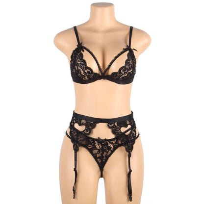 SUBBLIME - SET TRE PEZZI BRA+ REGGICALZE + PERIZOMA L/XL - SUBBLIME SETS | Lingerie Harness Boutique