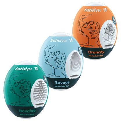 SATISFYER - 3 UOVA MASTURBATORI NAUGHTY, SAVAGE & CRUNCHY - SATISFYER EGGS | Lingerie Harness Boutique