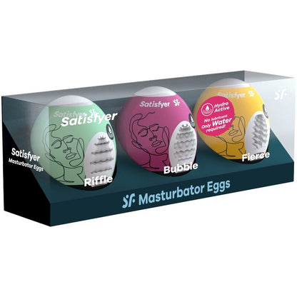 SATISFYER - 3 UOVA MASTURBATORI RIFFLE, BUBBLE E FIERCE - SATISFYER EGGS | Lingerie Harness Boutique