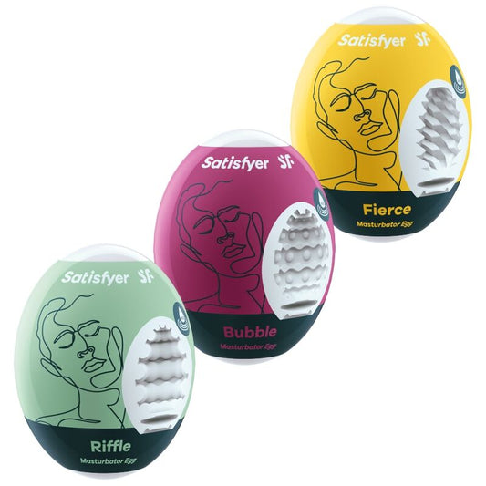 SATISFYER - 3 UOVA MASTURBATORI RIFFLE, BUBBLE E FIERCE - SATISFYER EGGS | Lingerie Harness Boutique