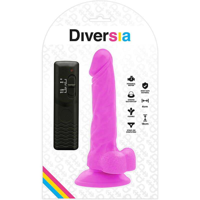 DIVERSIA - DILDO VIBRANTE FLESSIBILE VIOLA 18 CM -O- 4 CM - DIVERSIA | Lingerie Harness Boutique