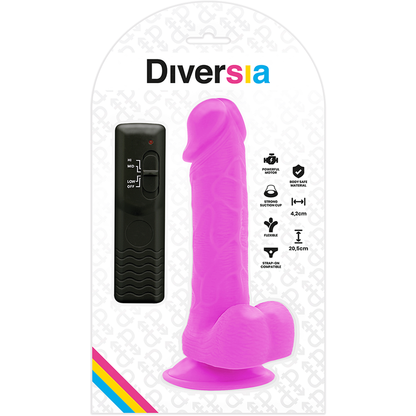 DIVERSIA - DILDO VIBRANTE FLESSIBILE VIOLA 20.5 CM -O- 4.2 CM - DIVERSIA | Lingerie Harness Boutique