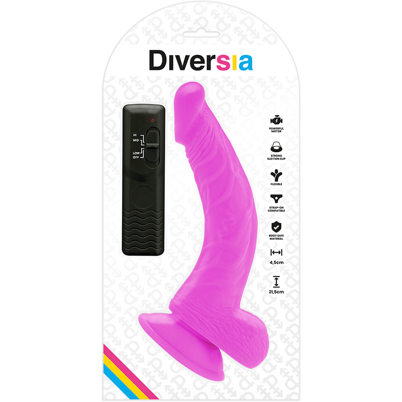 DIVERSIA - DILDO VIBRANTE FLESSIBILE VIOLA 21.5 CM -O- 4.5 CM - DIVERSIA | Lingerie Harness Boutique