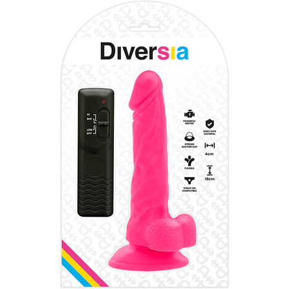 DIVERSIA - DILDO VIBRANTE FLESSIBILE ROSA 18 CM -O- 4 CM - DIVERSIA | Lingerie Harness Boutique