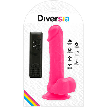 DIVERSIA - PINK FLEXIBLE VIBRATING DILDO 20.5 CM -O- 4.2 CM