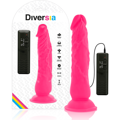 DIVERSIA - PINK FLEXIBLE VIBRATING DILDO 21 CM -O- 4.9 CM