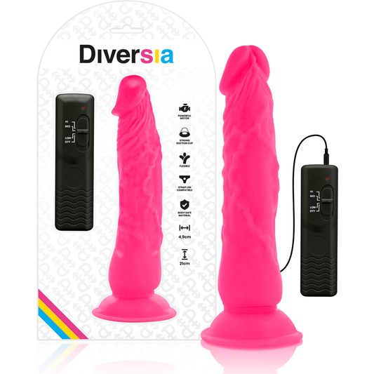DIVERSIA - DILDO VIBRANTE FLESSIBILE ROSA 21 CM -O- 4.9 CM - DIVERSIA | Lingerie Harness Boutique