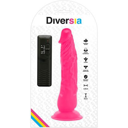 DIVERSIA - DILDO VIBRANTE FLESSIBILE ROSA 21 CM -O- 4.9 CM - DIVERSIA | Lingerie Harness Boutique