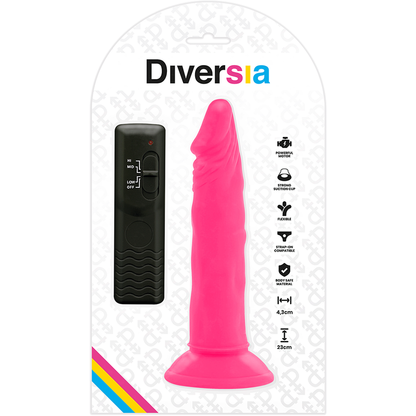 DIVERSIA - DILDO FLESSIBILE CON VIBRAZIONE ROSA 23 CM -O- 4.3 CM - DIVERSIA | Lingerie Harness Boutique