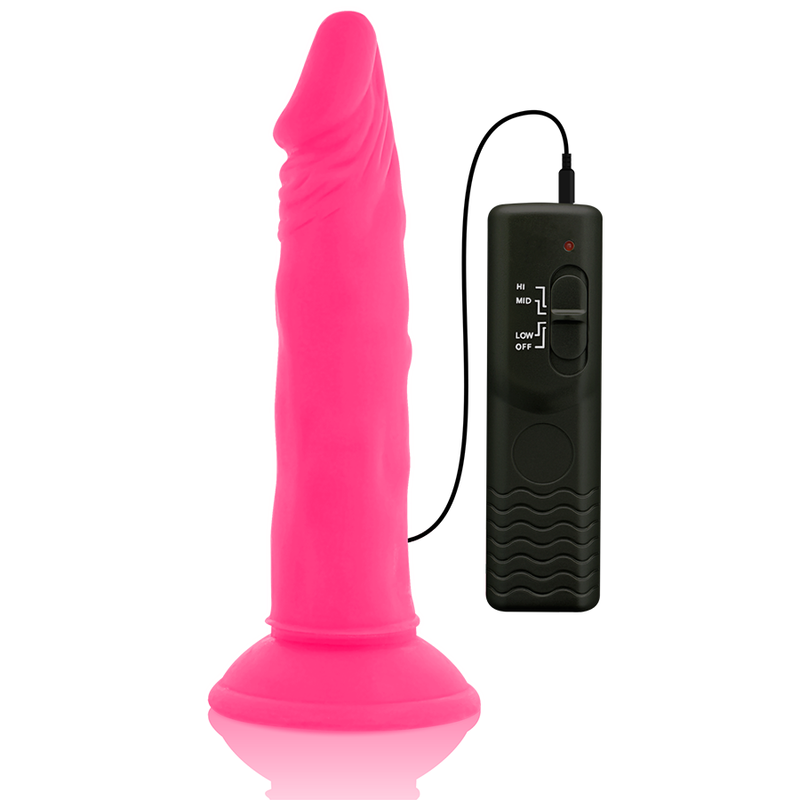 DIVERSIA - FLEXIBLE DILDO WITH VIBRATION PINK 23 CM -O- 4.3 CM