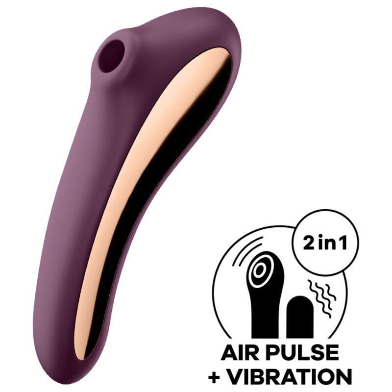 SATISFYER - VIBRATORE DUAL KISS AIR PULSE ROSSO VINO - SATISFYER AIR PULSE | Lingerie Harness Boutique