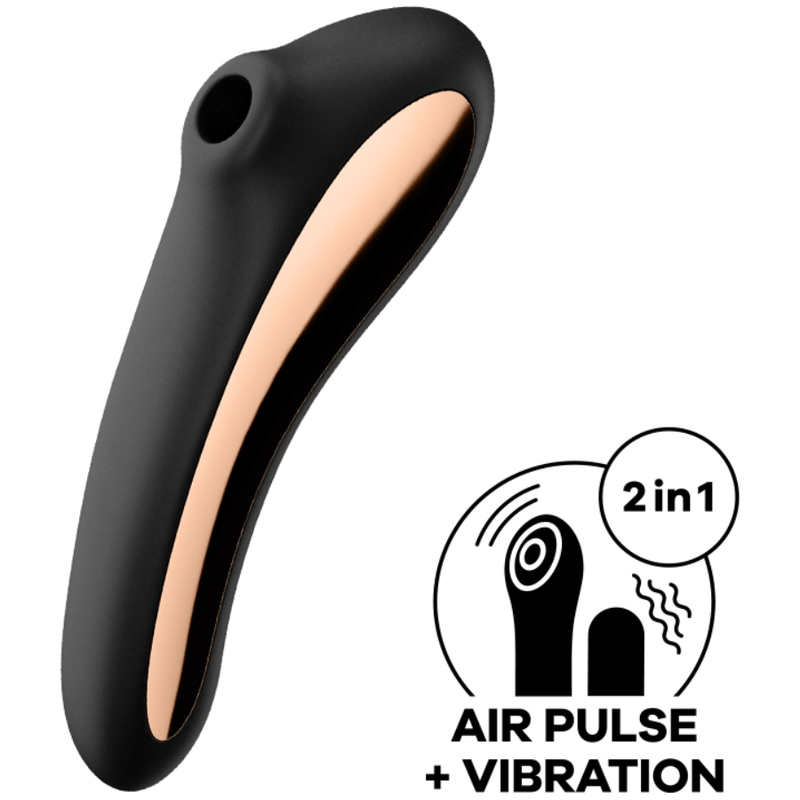 SATISFYER - VIBRATORE DUAL KISS AIR PULSE NERO - SATISFYER AIR PULSE | Lingerie Harness Boutique