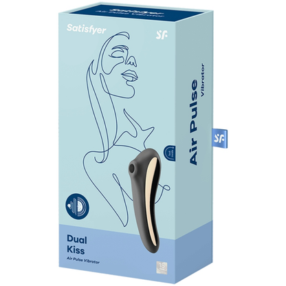 SATISFYER - VIBRATORE DUAL KISS AIR PULSE NERO - SATISFYER AIR PULSE | Lingerie Harness Boutique
