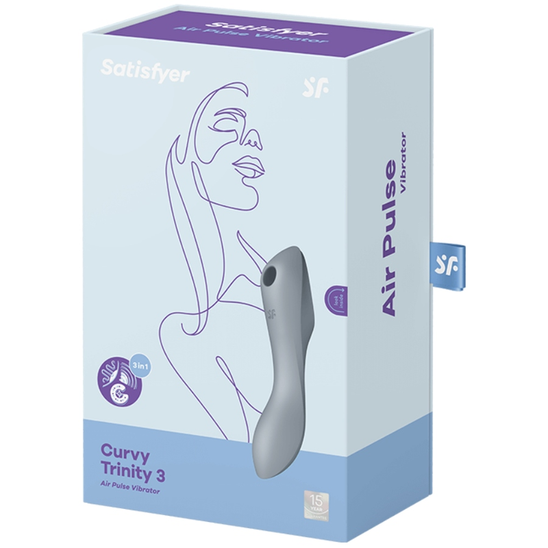 SATISFYER - VIBRATORE CURVY TRINITY 3 AIR PULSE GRIGIO - SATISFYER AIR PULSE | Lingerie Harness Boutique