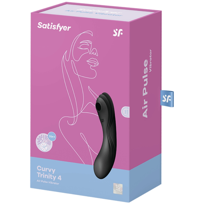 SATISFYER - VIBRATORE CURVY TRINITY 4 AIR PULSE NERO - SATISFYER AIR PULSE | Lingerie Harness Boutique