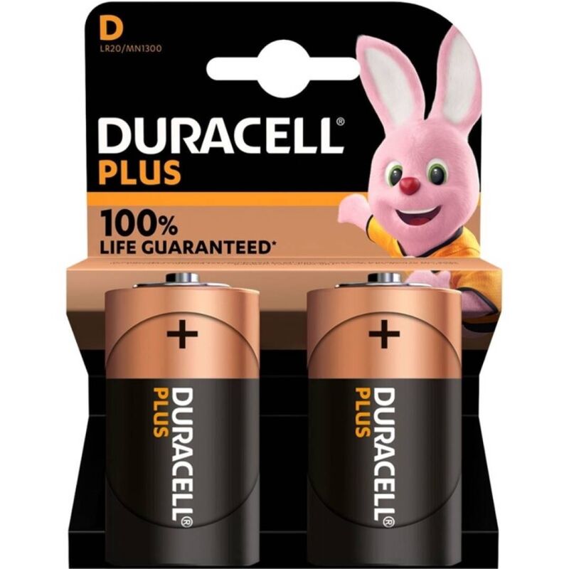 DURACELL - ALKALINE BATTERY PLUS POWER 100 D LR20 2 UNIT