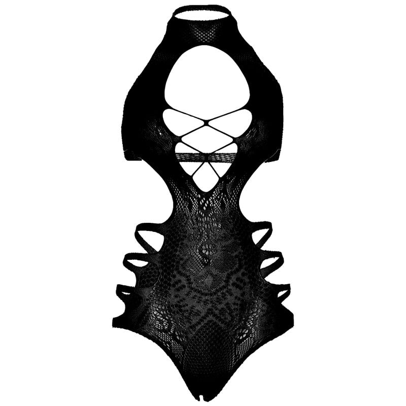 LEG AVENUE - BODY CON SPALLINE CUT-OUT TAGLIA UNICA - NERO - LEG AVENUE BODYSTOCKINGS | Lingerie Harness Boutique